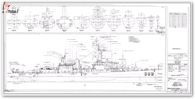 美国海军dd692驱逐舰模型图纸